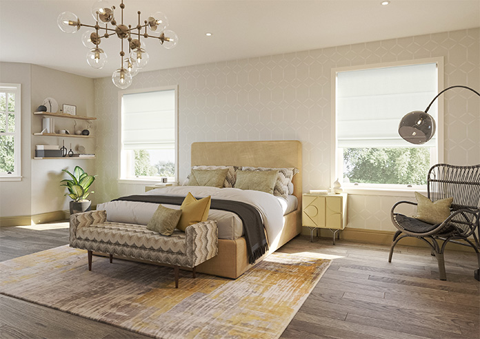 Akoya Faux Silk, Lustre White - Motorised Roman Blind - Image 6